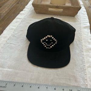 Pre-owned Lightly Used Loosey SnapBack Corduroy  Smiley Face Hat In Black